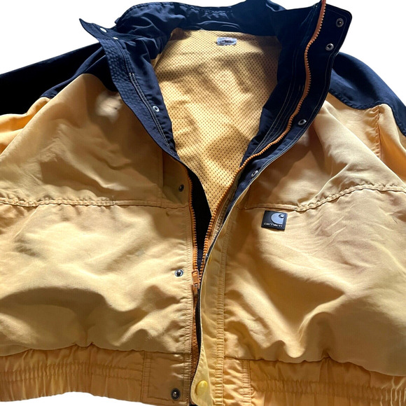CARHARTT Workshield J105 Men's Size 2XL? Black Yellow Hooded Pockets Jacket VTG - Picture 8 of 11